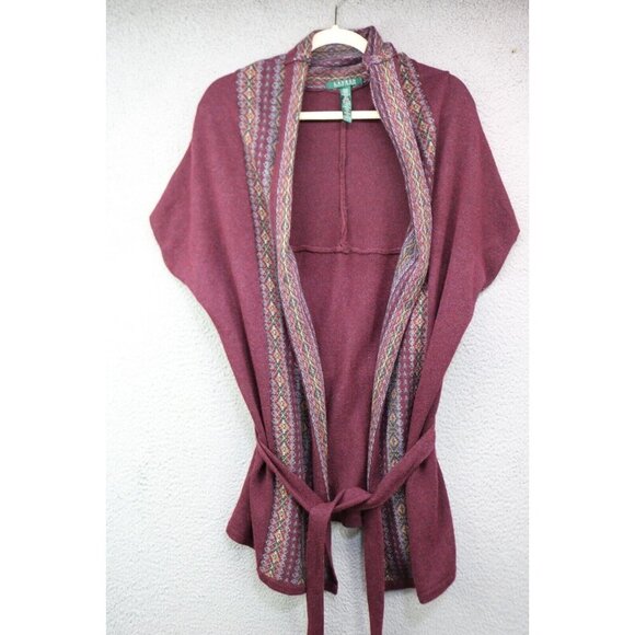 Lauren Ralph Lauren Sleeveless Open Front Cardigan-Lamb's Wool Cashmere-S-NWT - Picture 1 of 13